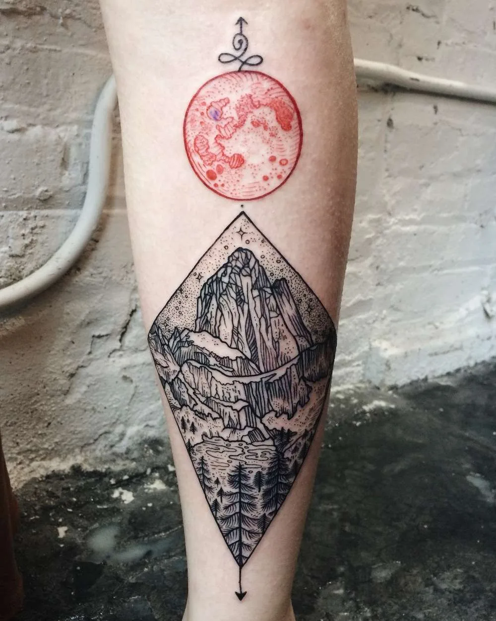 Tattoo artist Pony Reinhardt black dotwork and linework tattoo